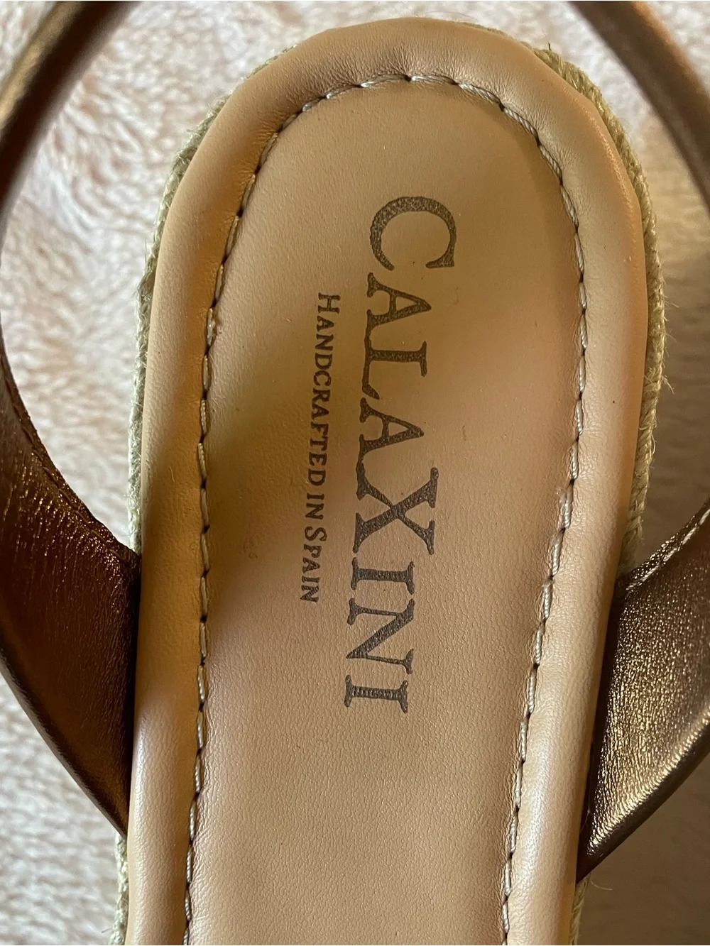 Calaxini Metallic Brown Slingback Sandals, Size 39-8-1/2